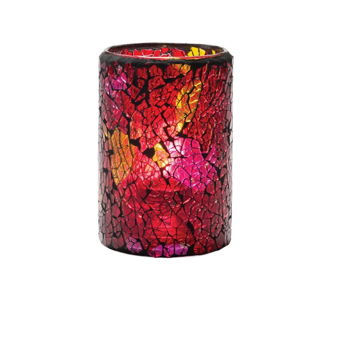Hollowick Red & Gold Crackle Glasses Cylinder Lamp 80mm x 144mm (24 Pack)