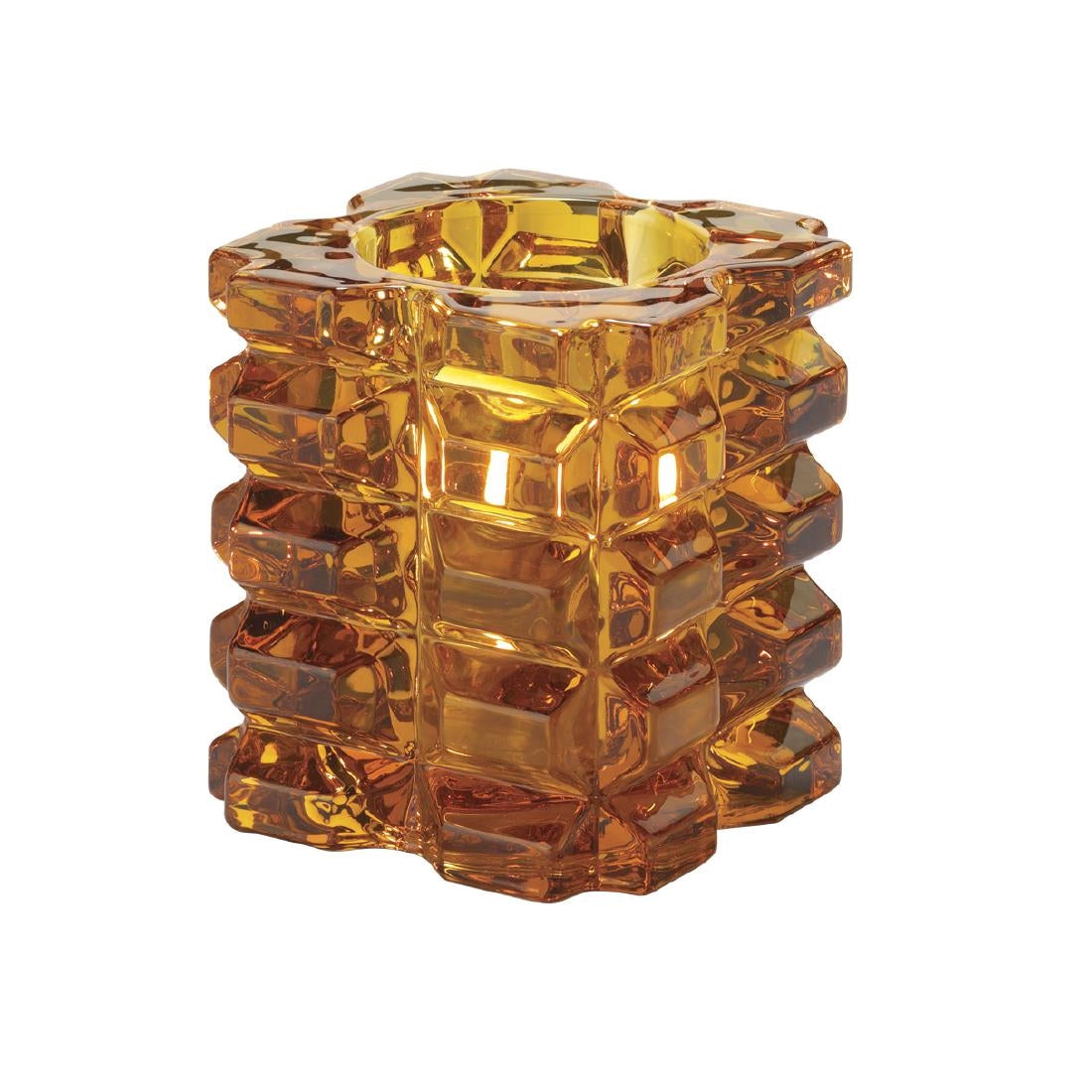 Hollowick Faceted Cube Amber Glasses Votive 76x 83mm (6 Pack)