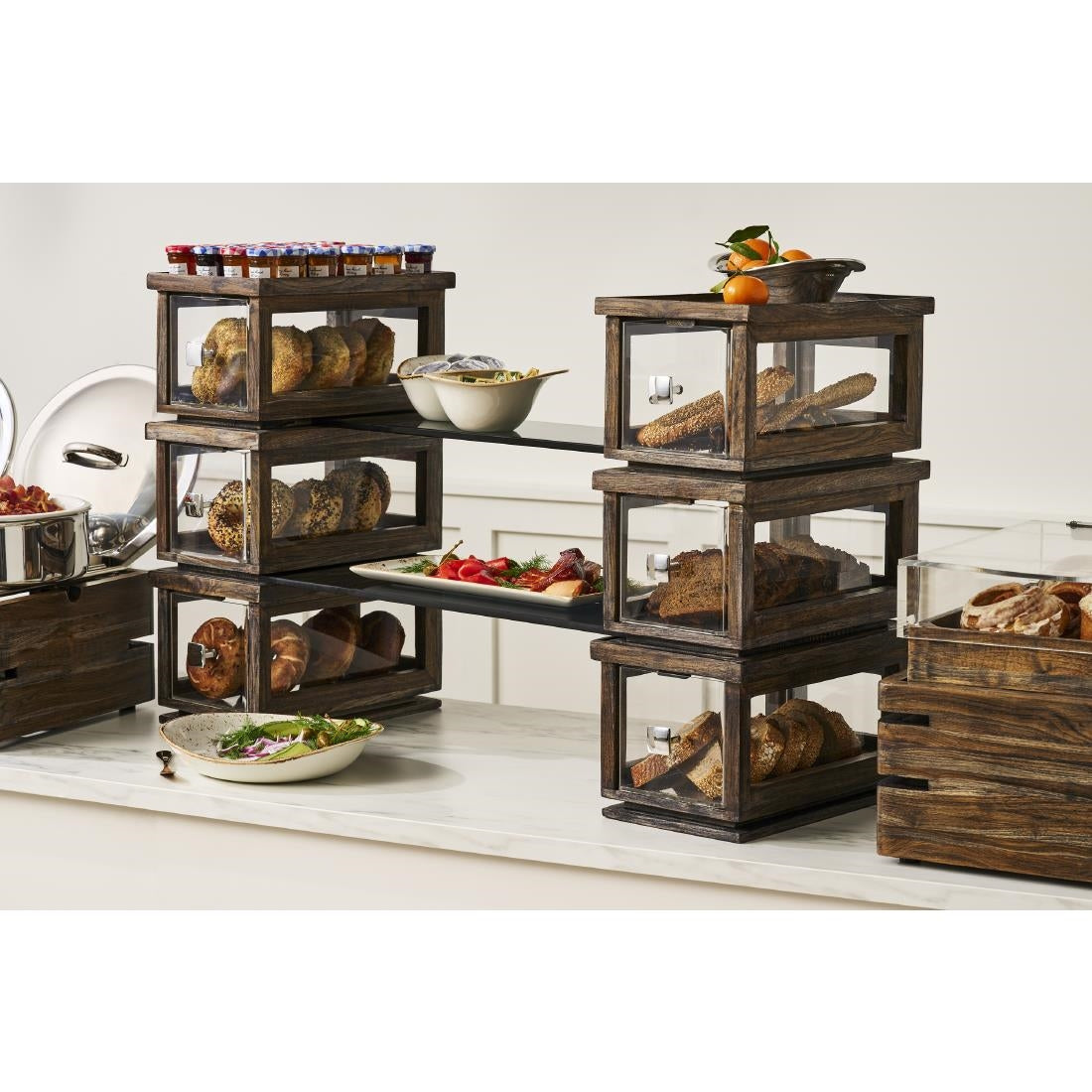 Steelite D.W. Haber Fusion Ash Grey Stackable Bakery Box with Acrylic Drawer