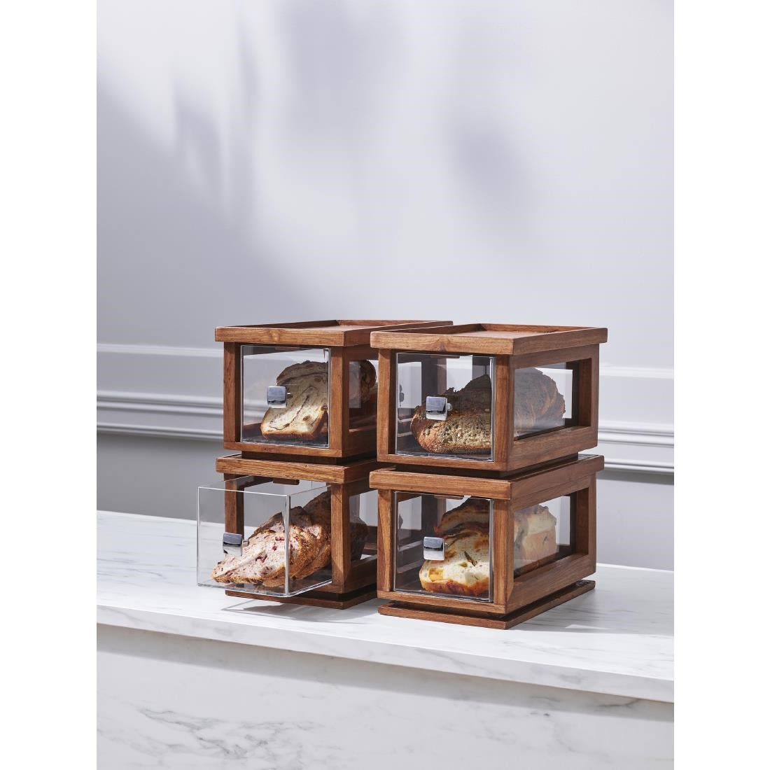 Steelite D.W. Haber Fusion Ash Grey Stackable Bakery Box with Acrylic Drawer