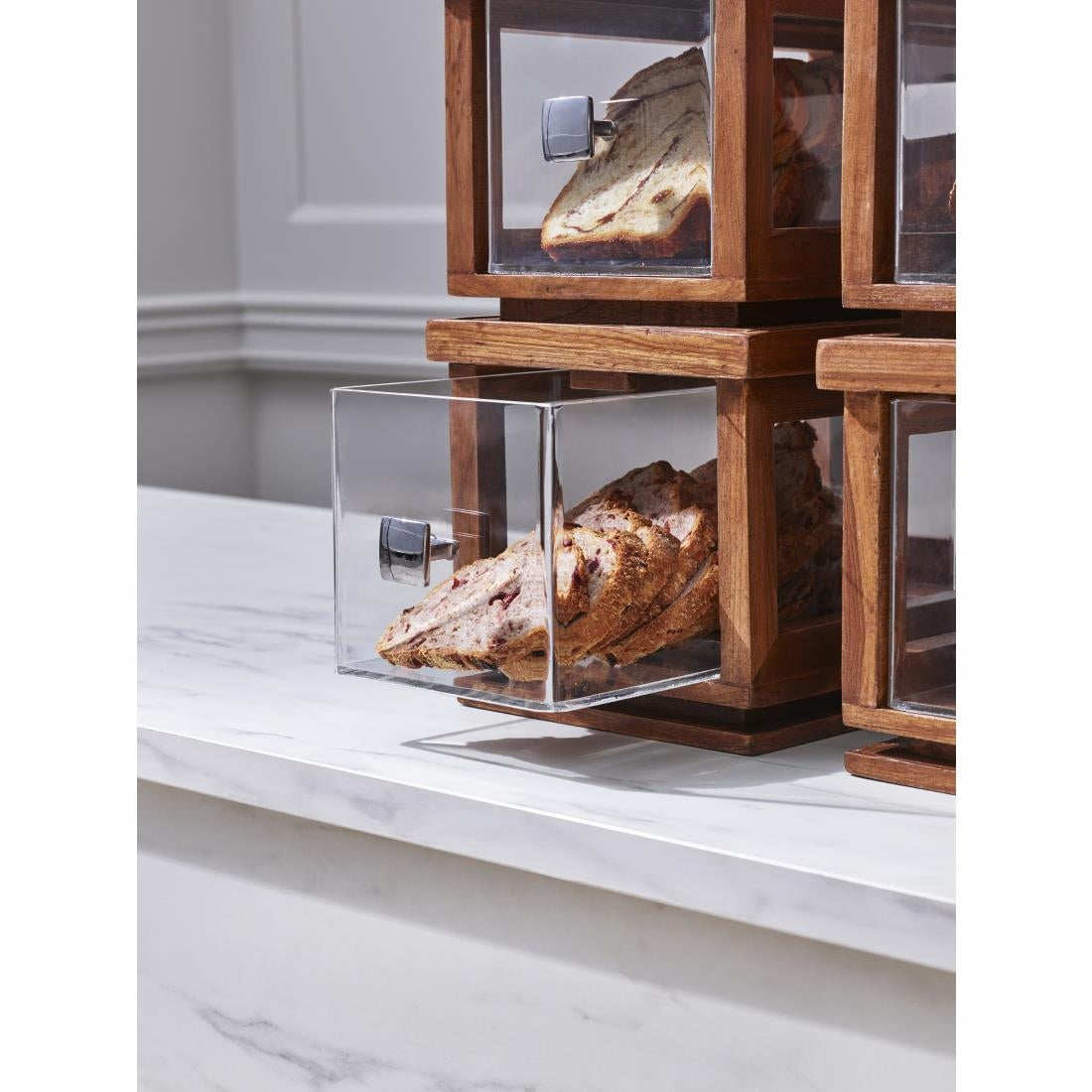 Steelite D.W. Haber Fusion Ash Grey Stackable Bakery Box with Acrylic Drawer