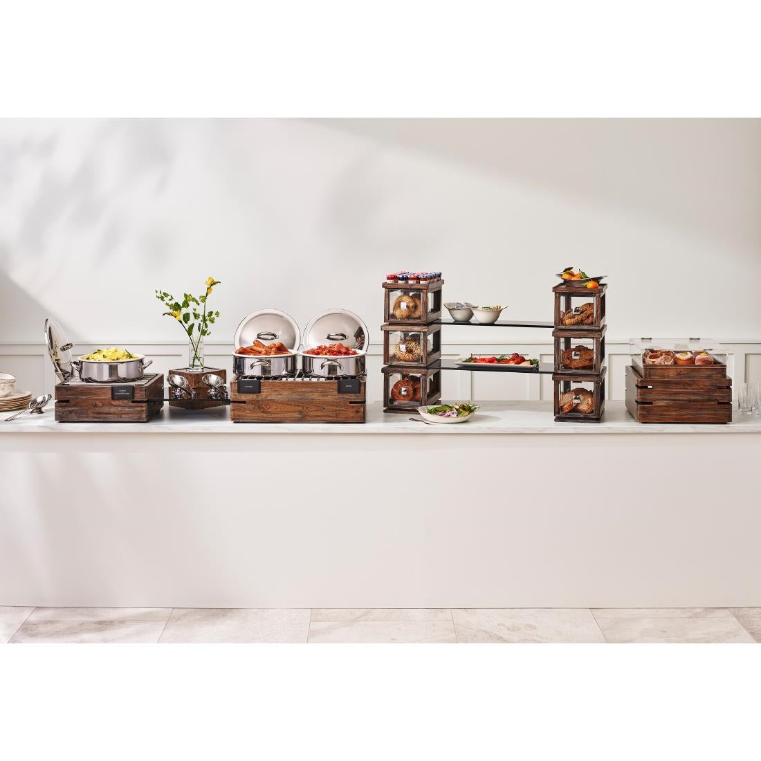 Steelite D.W. Haber Fusion Ash Grey Stackable Bakery Box with Acrylic Drawer