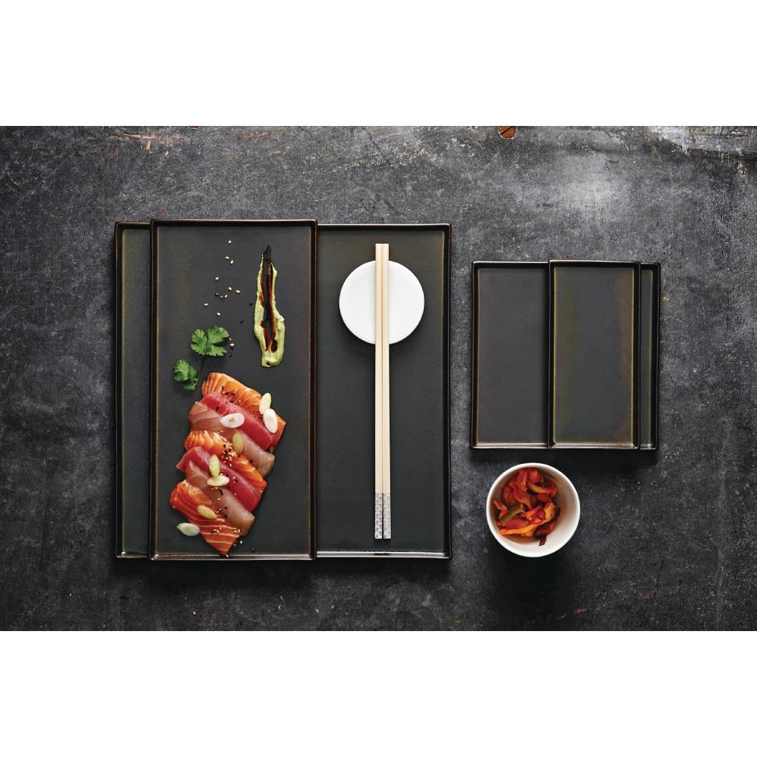 Rene Ozorio Wabi Sabi Square Trays Slate 285mm (6 Pack)