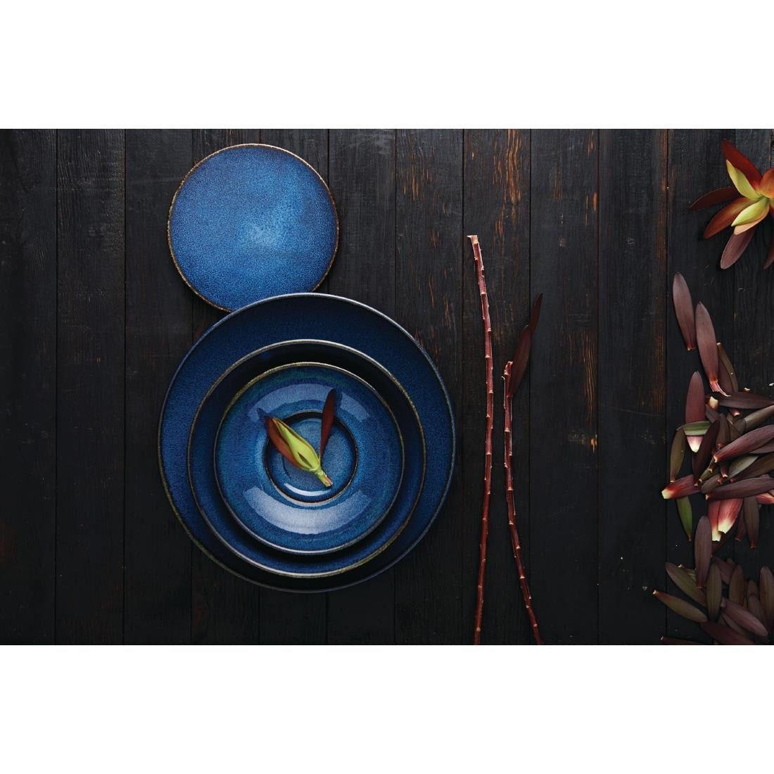 Rene Ozorio Wabi Sabi Rimmed Coupe Bowls Indigo 200mm 887ml (6 Pack)