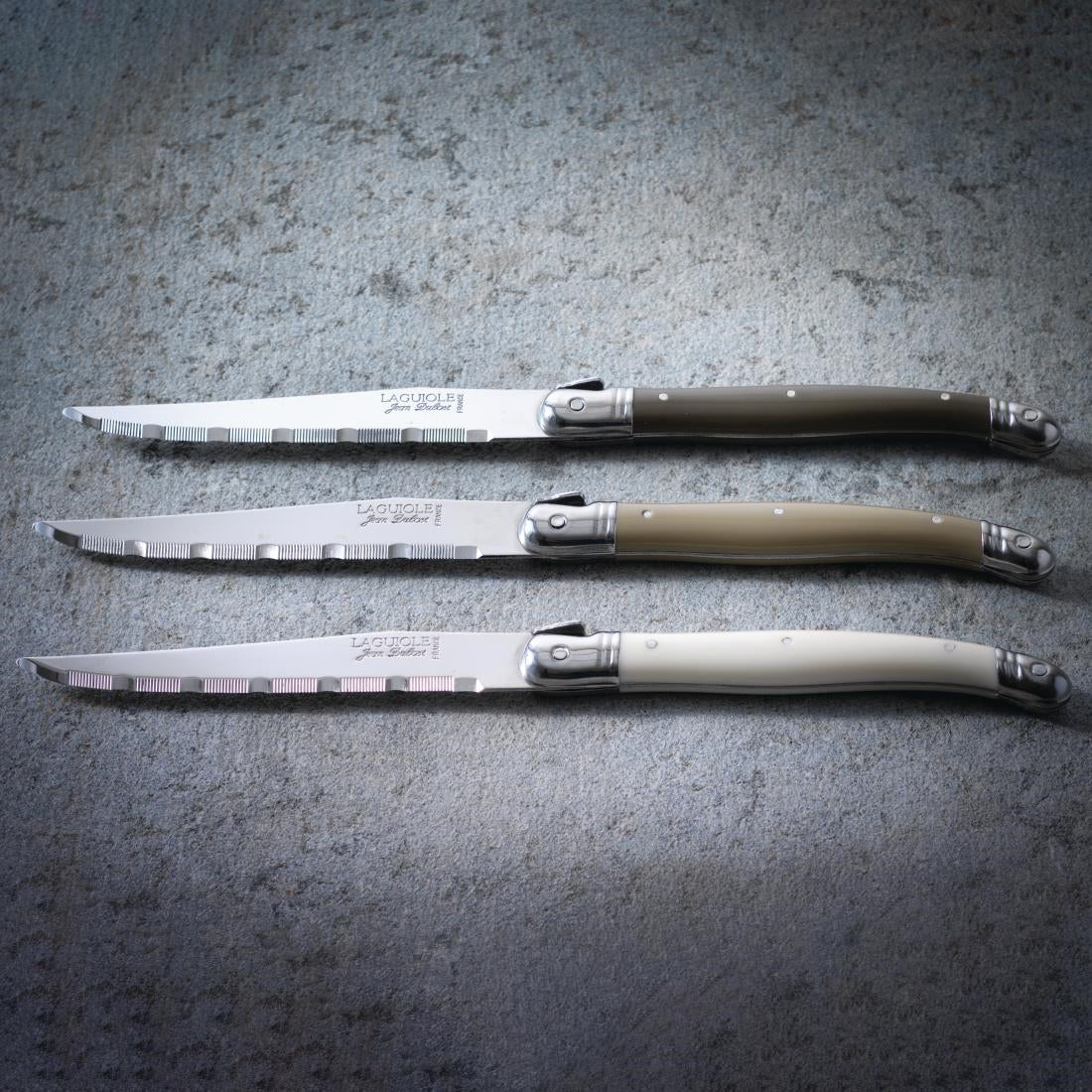 Laguiole Serrated Steak Knives White Handle (6 Pack)