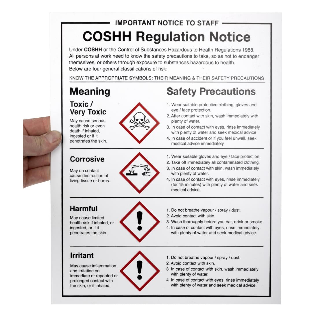 Vogue COSHH Regulations Sign