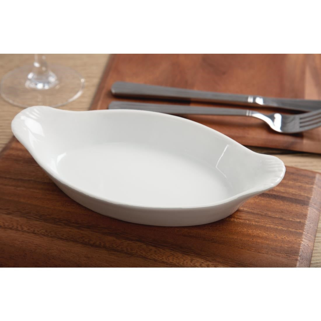 Olympia Whiteware Oval Eared Dishes 204mm (6 Pack)