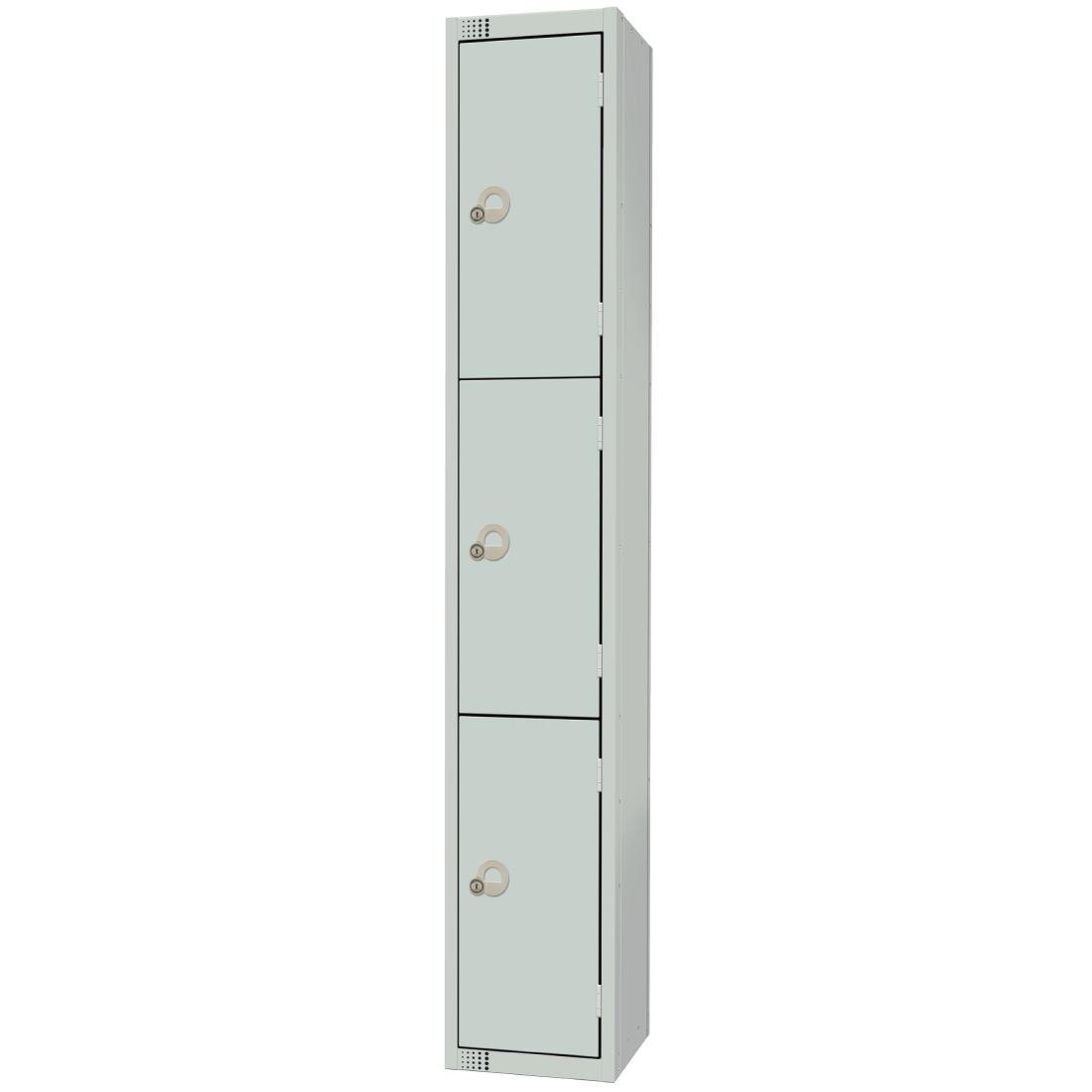 Elite Three Door Electronic Combination Locker with Sloping Top Grey