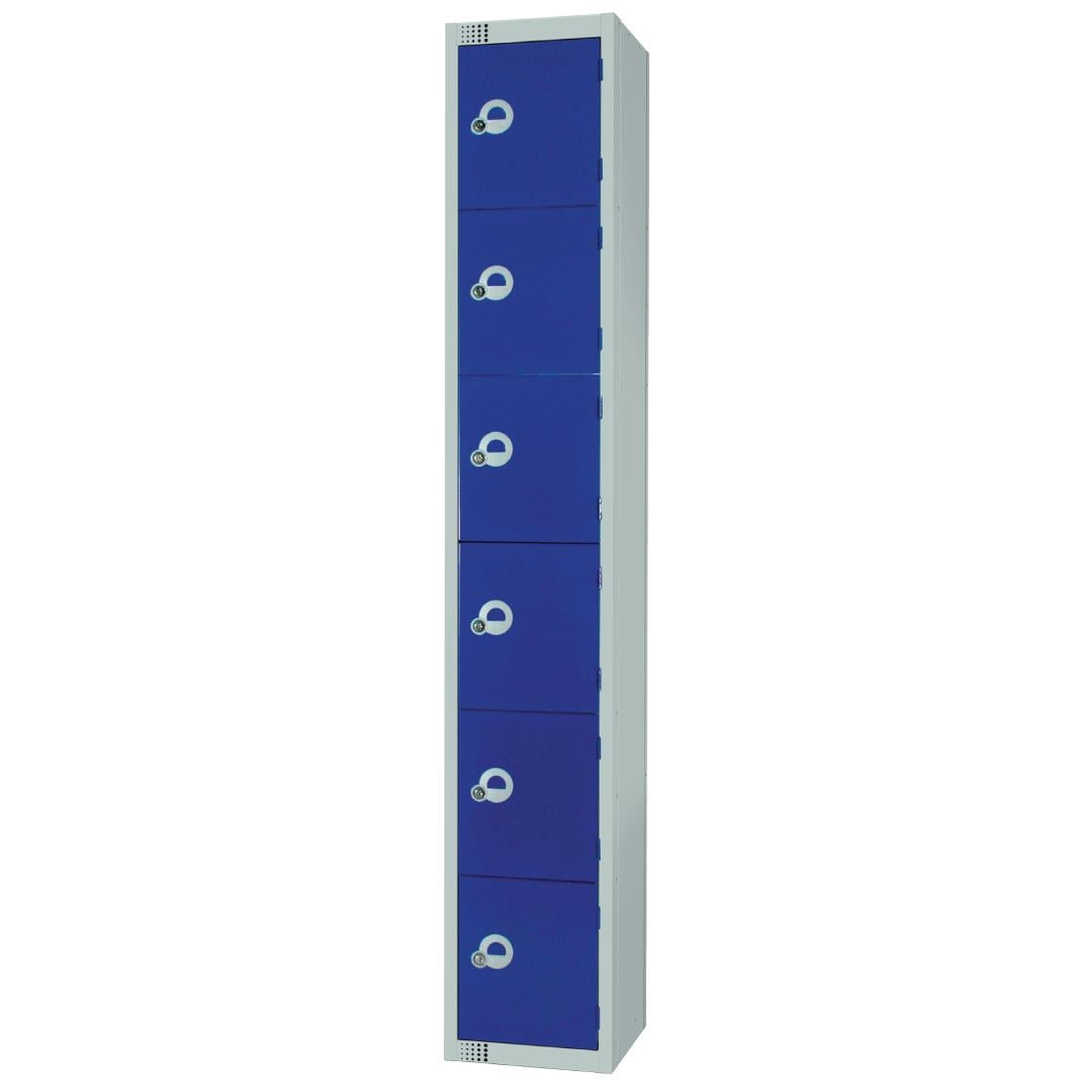 Elite Six Door Electronic Combination Locker with Sloping Top Blue