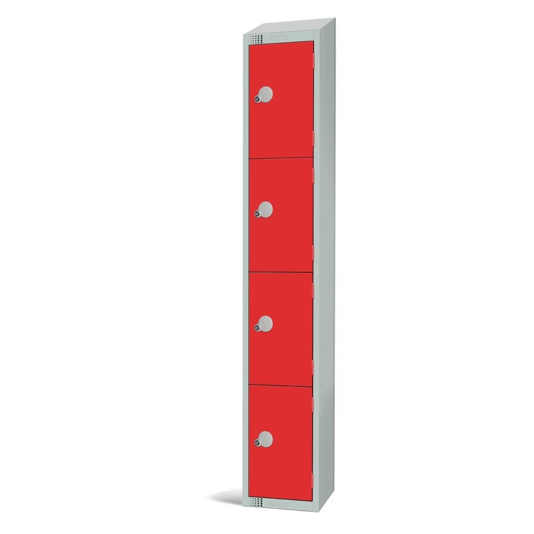 Elite Four Door Electronic Combination Locker with Sloping Top Red