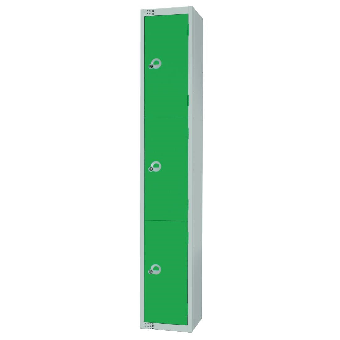 Elite Three Door Coin Return Locker Green