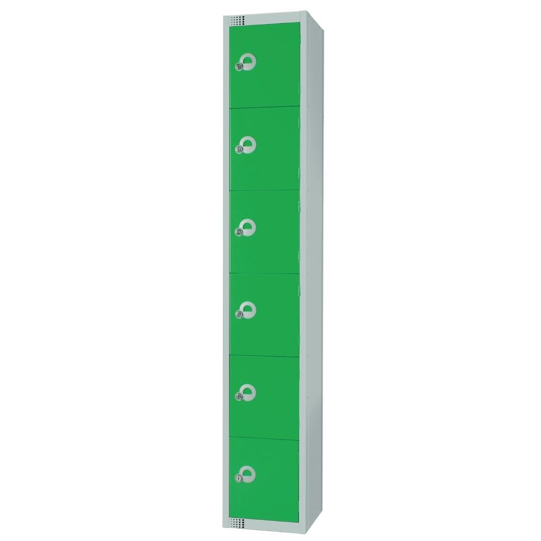 Elite Six Door Coin Return Locker with Sloping Top Green
