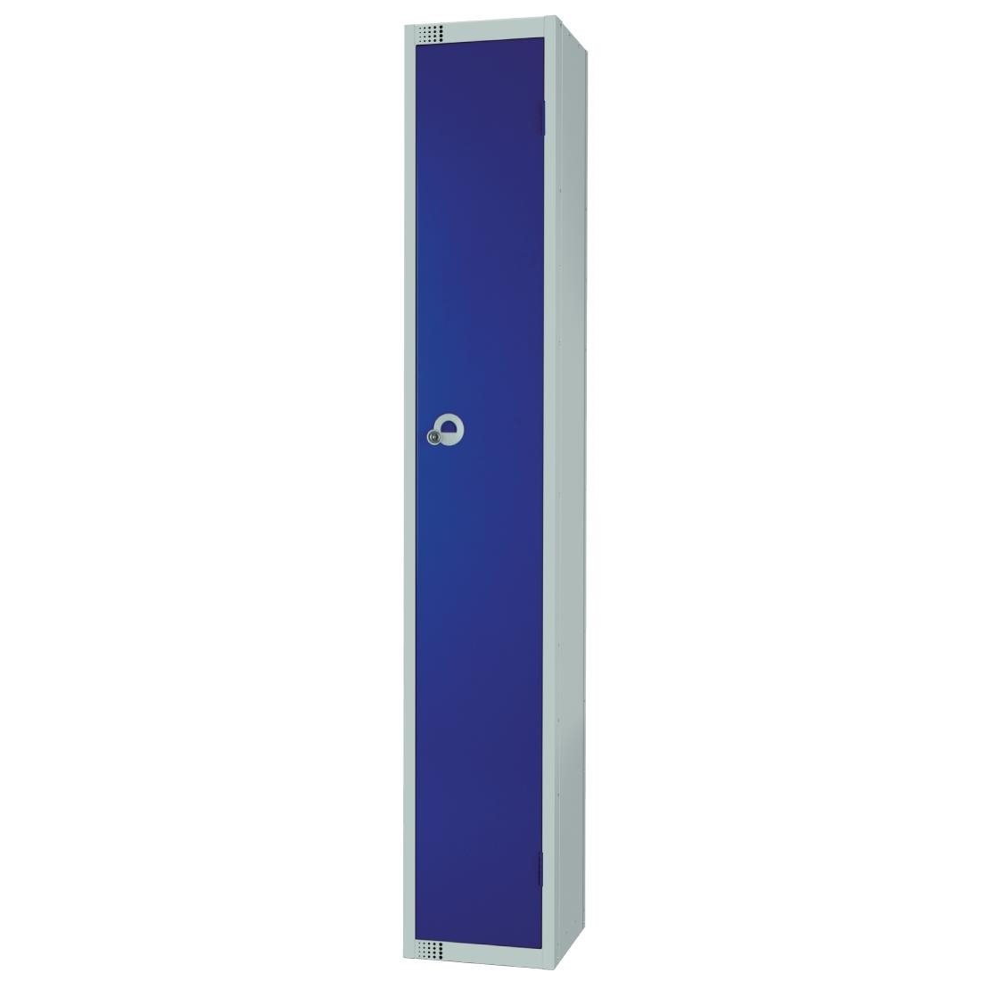 Elite Single Door Coin Return Locker with Sloping Top Blue