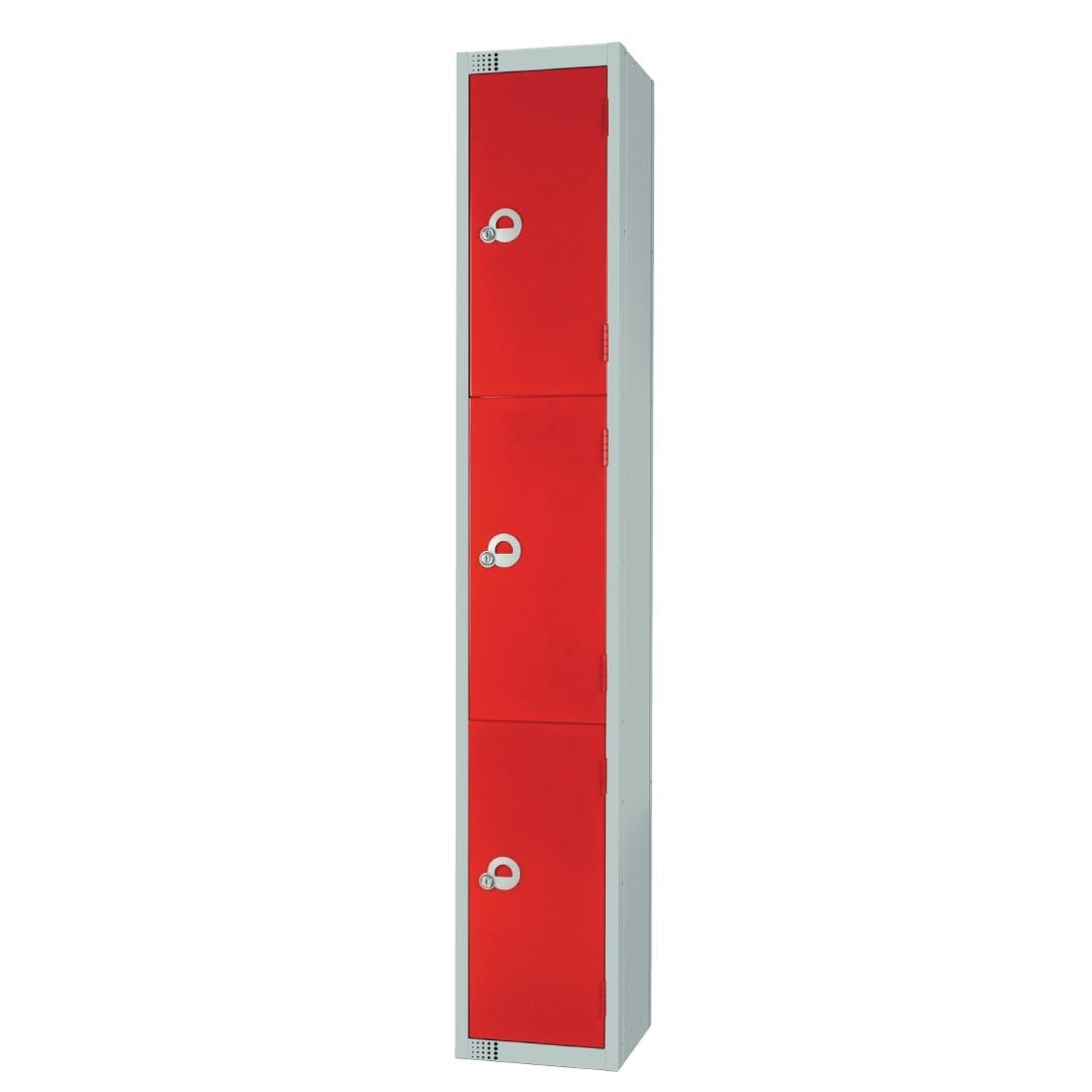 Elite Three Door Coin Return Locker Red