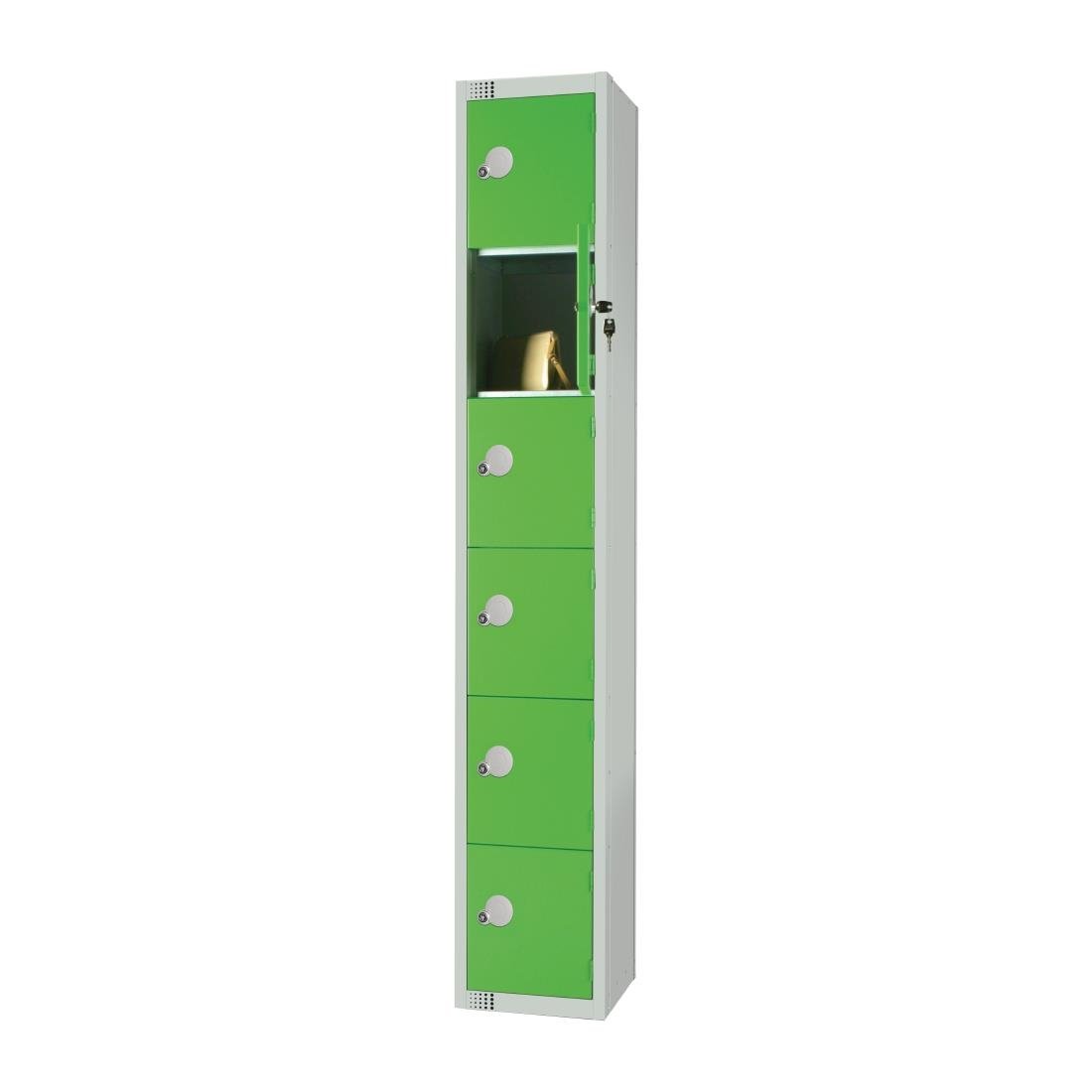Elite Six Door Electronic Combination Locker with Sloping Top Green