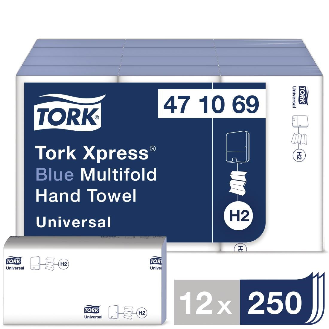 Tork Z Fold Blue Hand Towels 1Ply 250 Sheets (12 Pack)