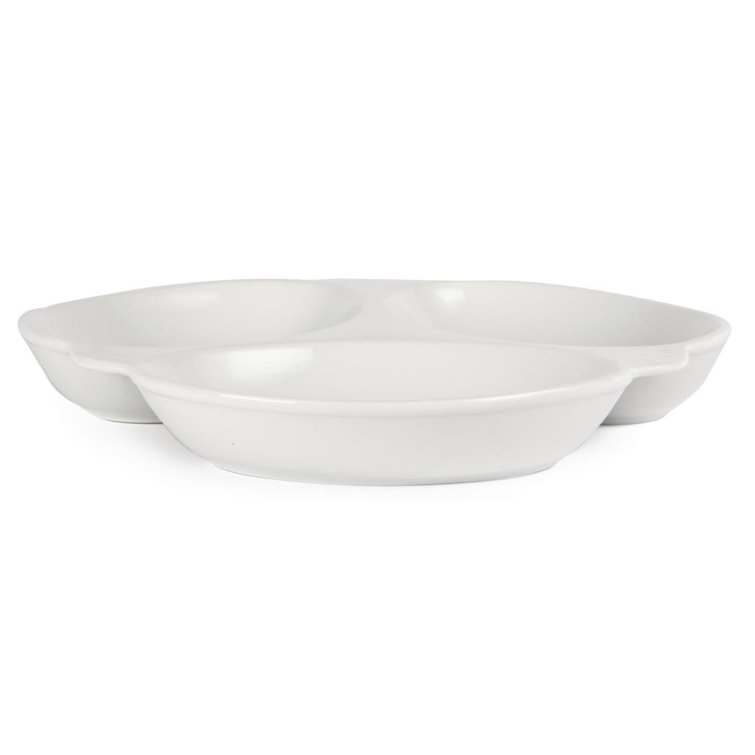 Olympia Whiteware Vegetable Dishes 3 Section 250mm (6 Pack)
