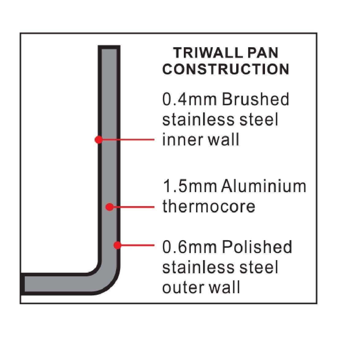 Vogue Stainless Steel and Aluminium Tri-Wall Stew Pan 24cm