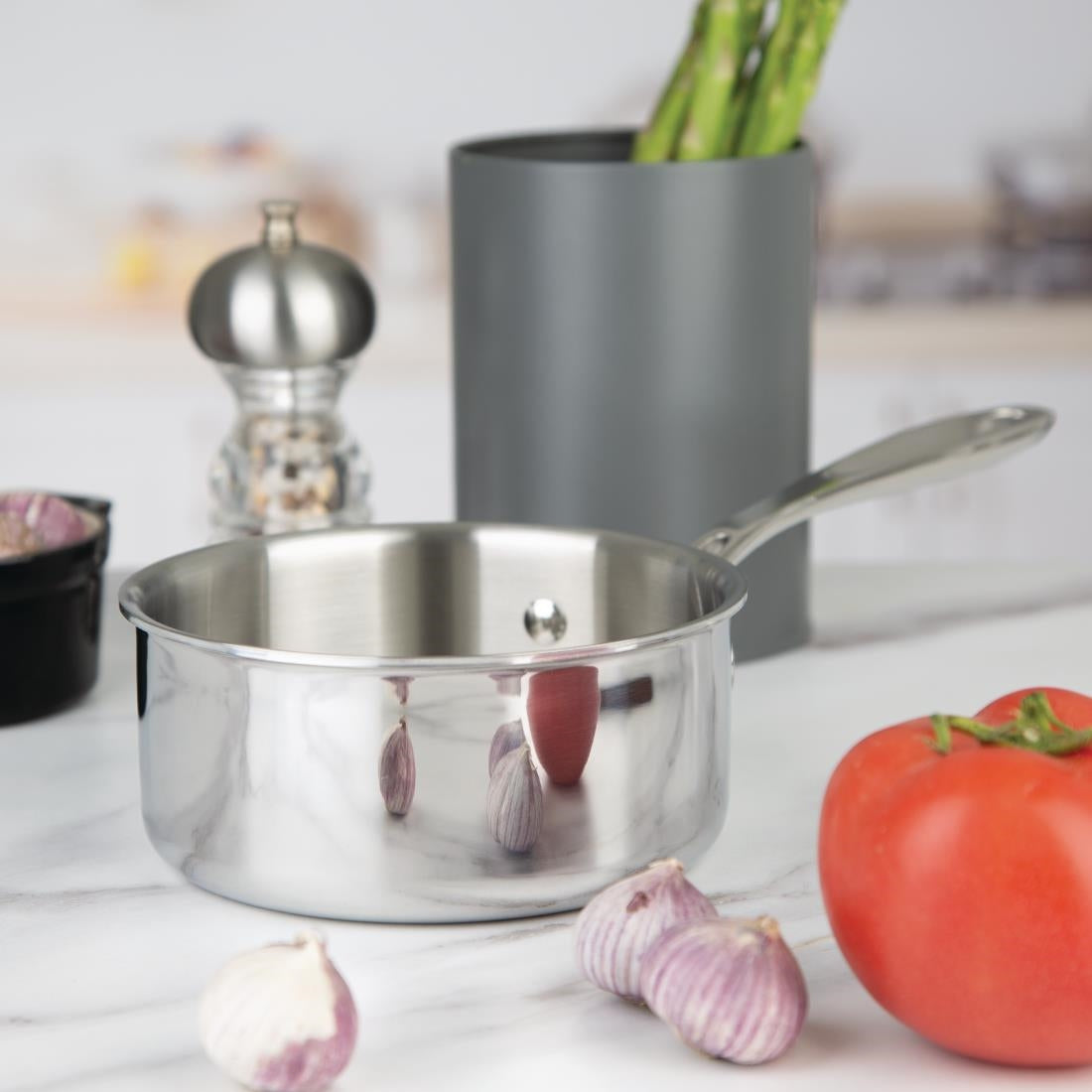 Vogue Stainless Steel and Aluminium Tri-Wall Saucepan 14cm