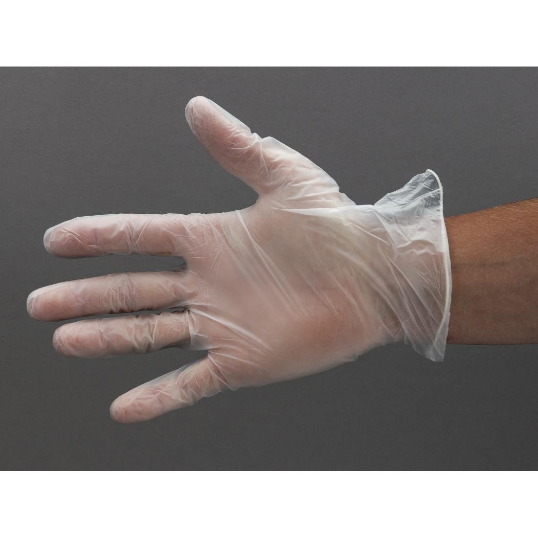Vogue Powder-Free Vinyl Gloves Clear Large (100 Pack)