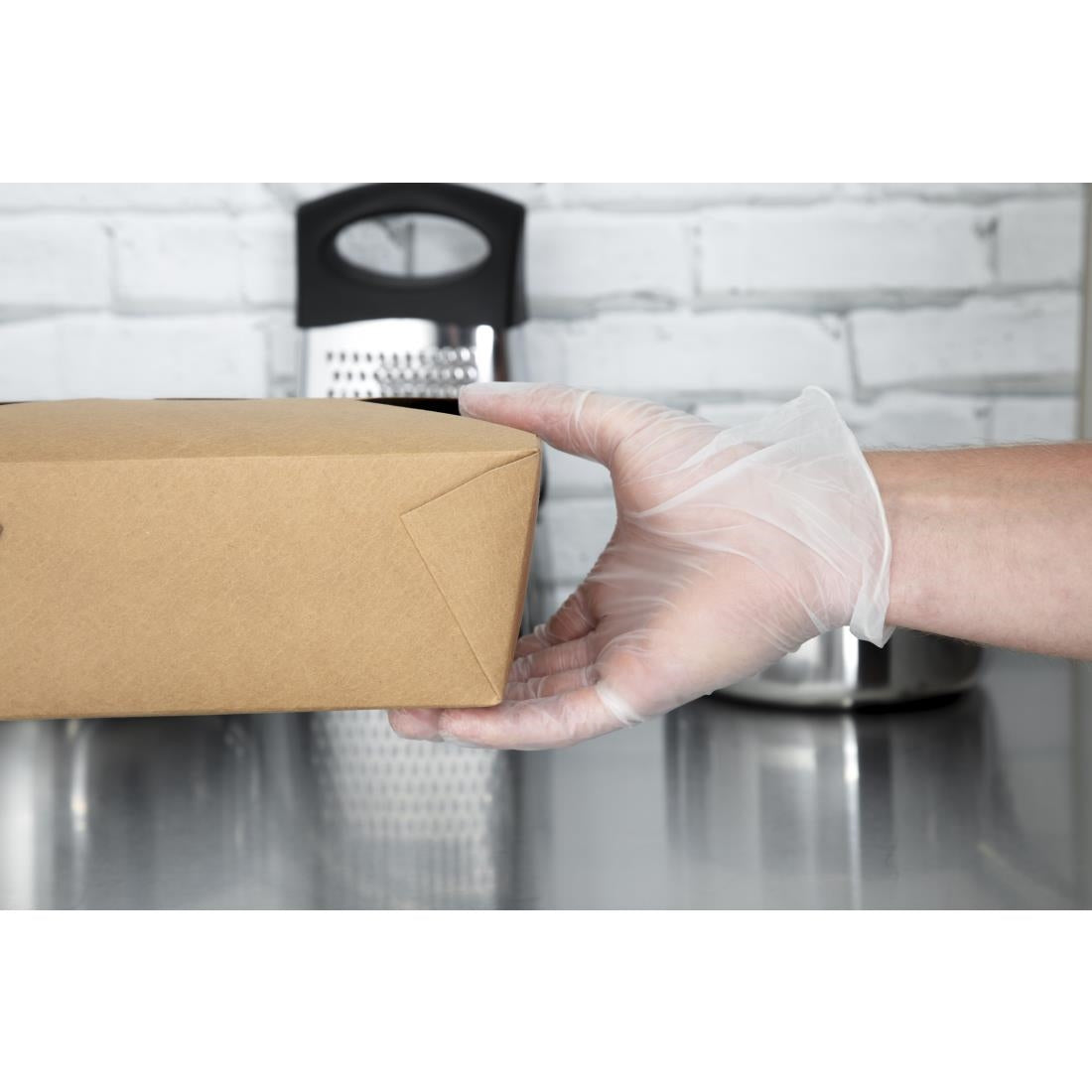 Vogue Powder-Free Vinyl Gloves Clear Medium (100 Pack)