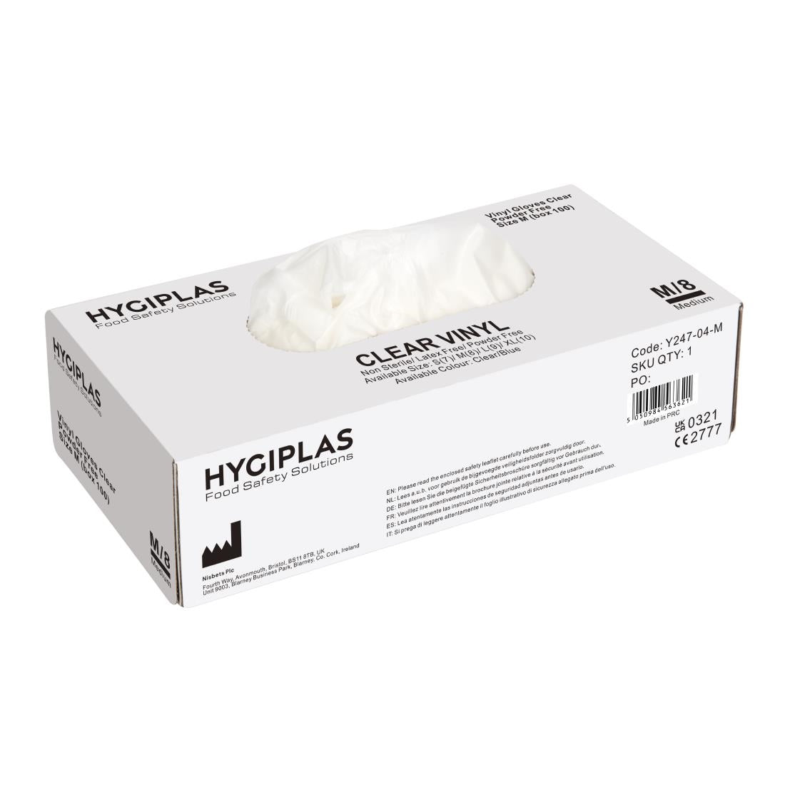 Vogue Powder-Free Vinyl Gloves Clear Medium (100 Pack)