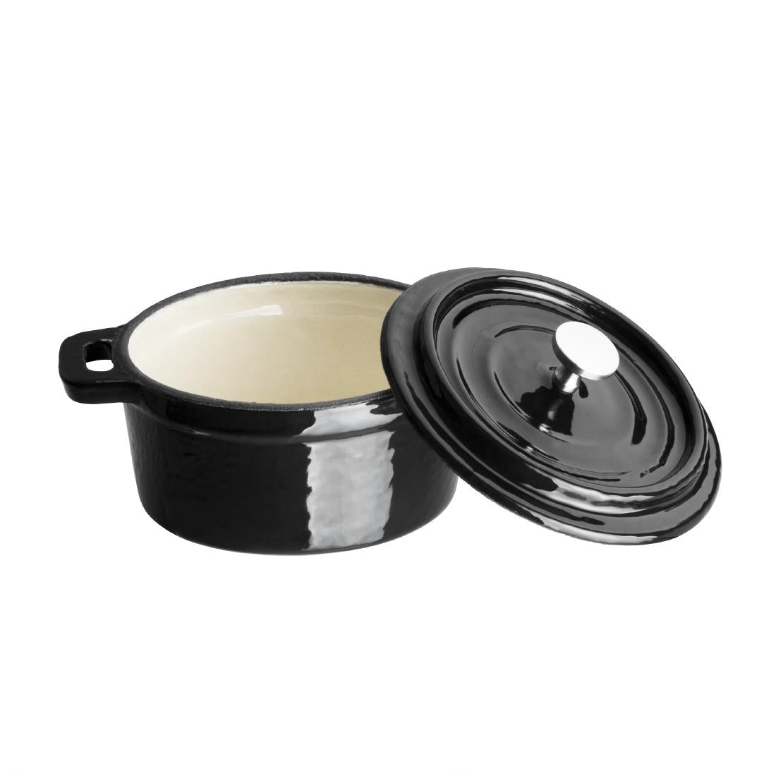 Vogue Cast Iron Round Mini Pot Black 240ml