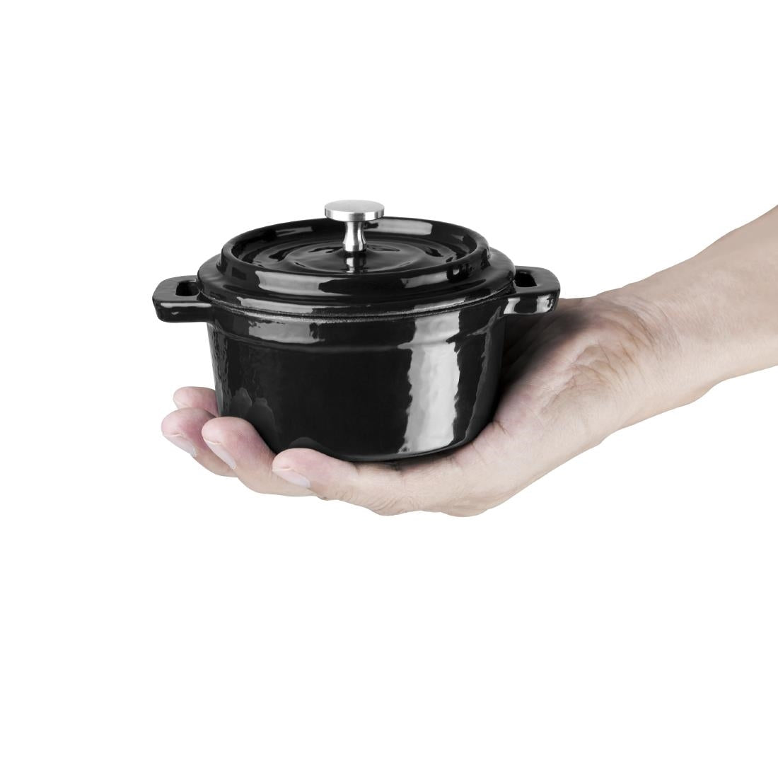 Vogue Cast Iron Round Mini Pot Black 240ml