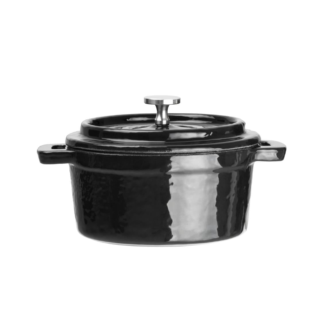 Vogue Cast Iron Round Mini Pot Black 240ml