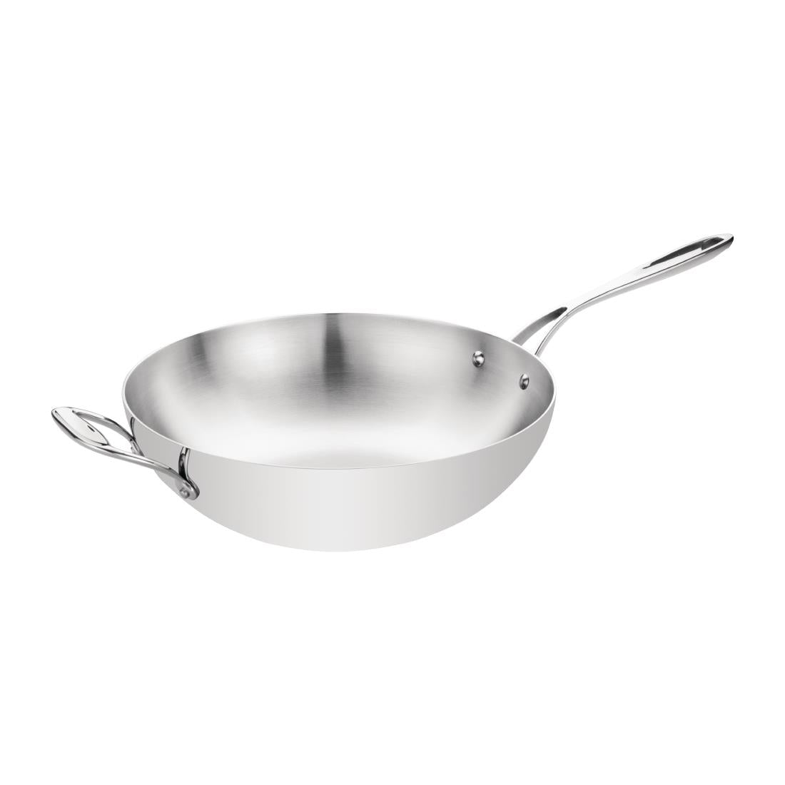 Vogue Tri Wall Wok Flat Base 30cm