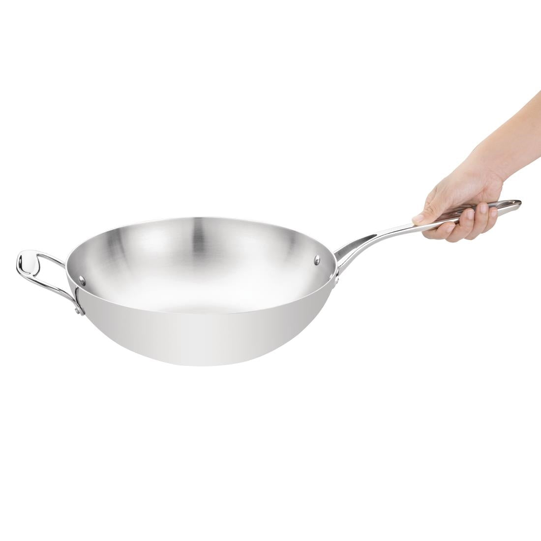Vogue Tri Wall Wok Flat Base 30cm