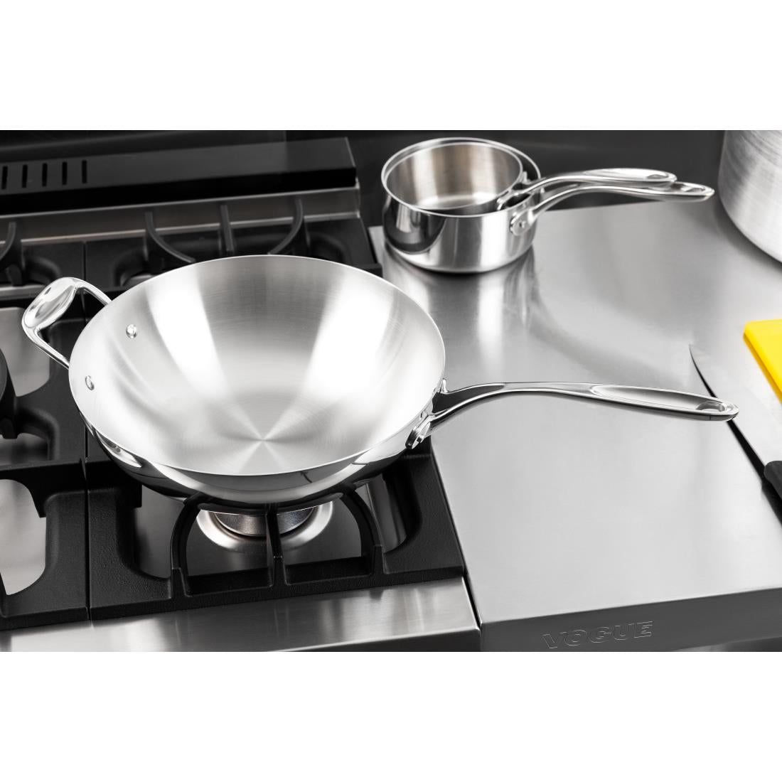Vogue Tri Wall Wok Flat Base 30cm