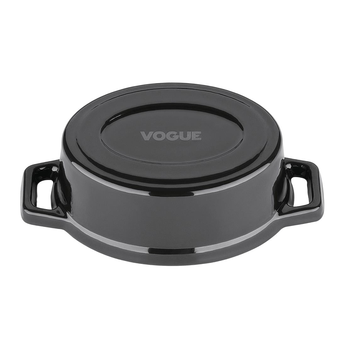 Vogue Cast Iron Oval Mini Pot Black 315ml