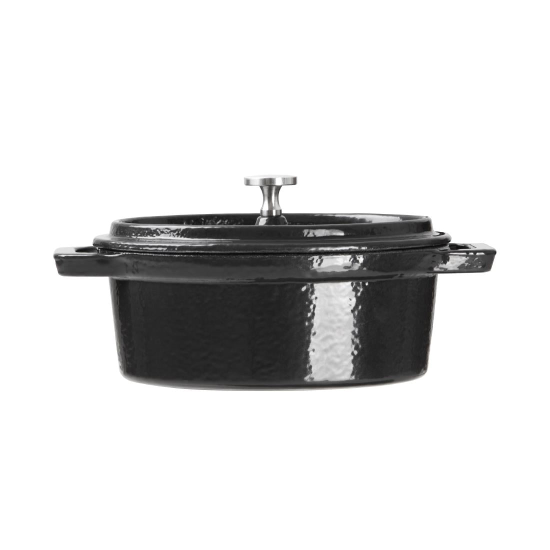 Vogue Cast Iron Oval Mini Pot Black 315ml