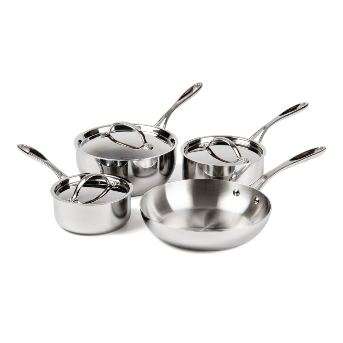 Vogue Stainless Steel and Aluminium Tri-Wall Pan Set (4 Pack)