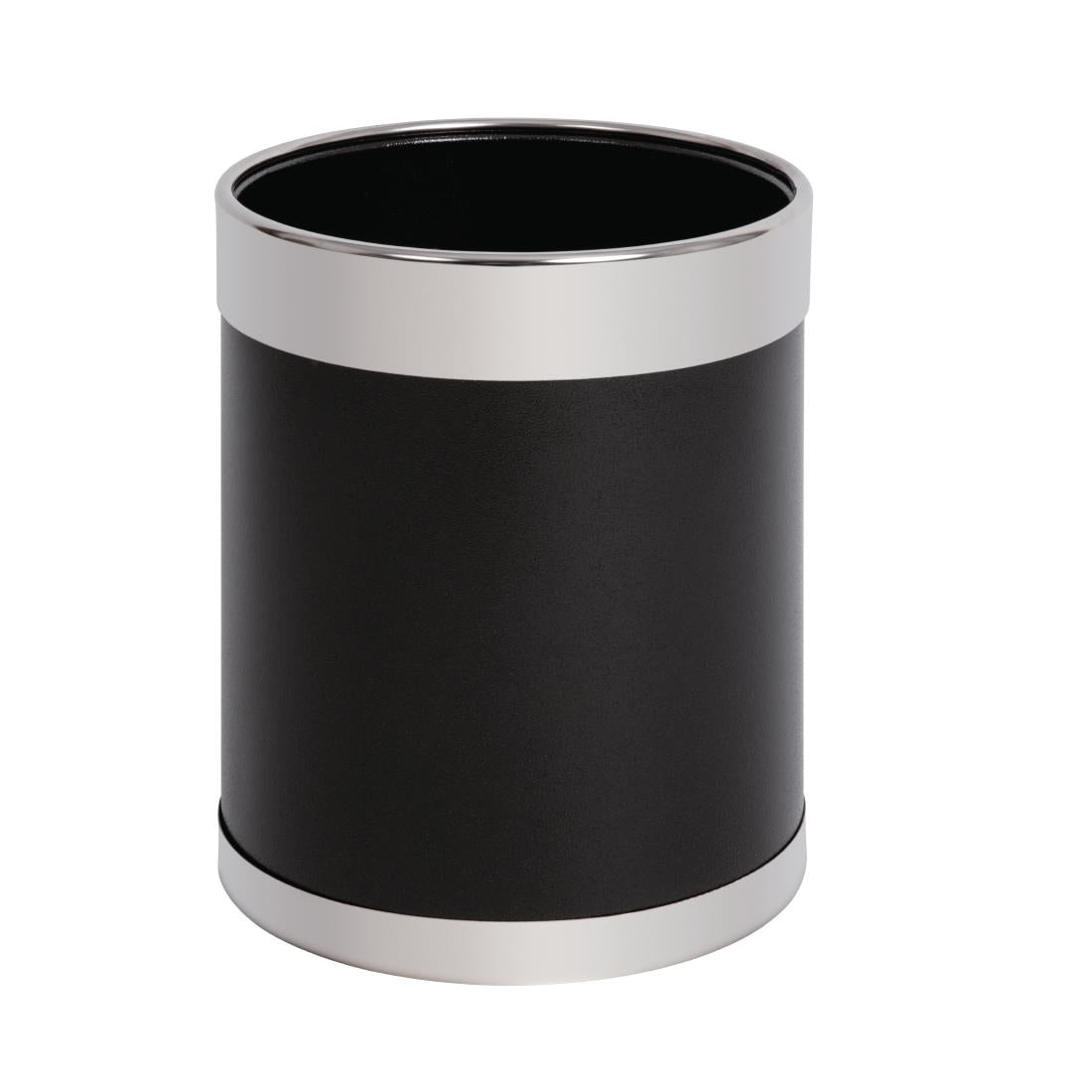 Bolero Waste Paper Bin Black with Silver Rim 10.2Ltr