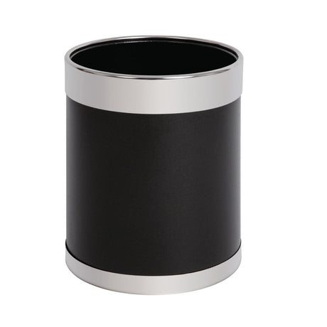 Bolero Waste Paper Bin Black with Silver Rim 10.2Ltr