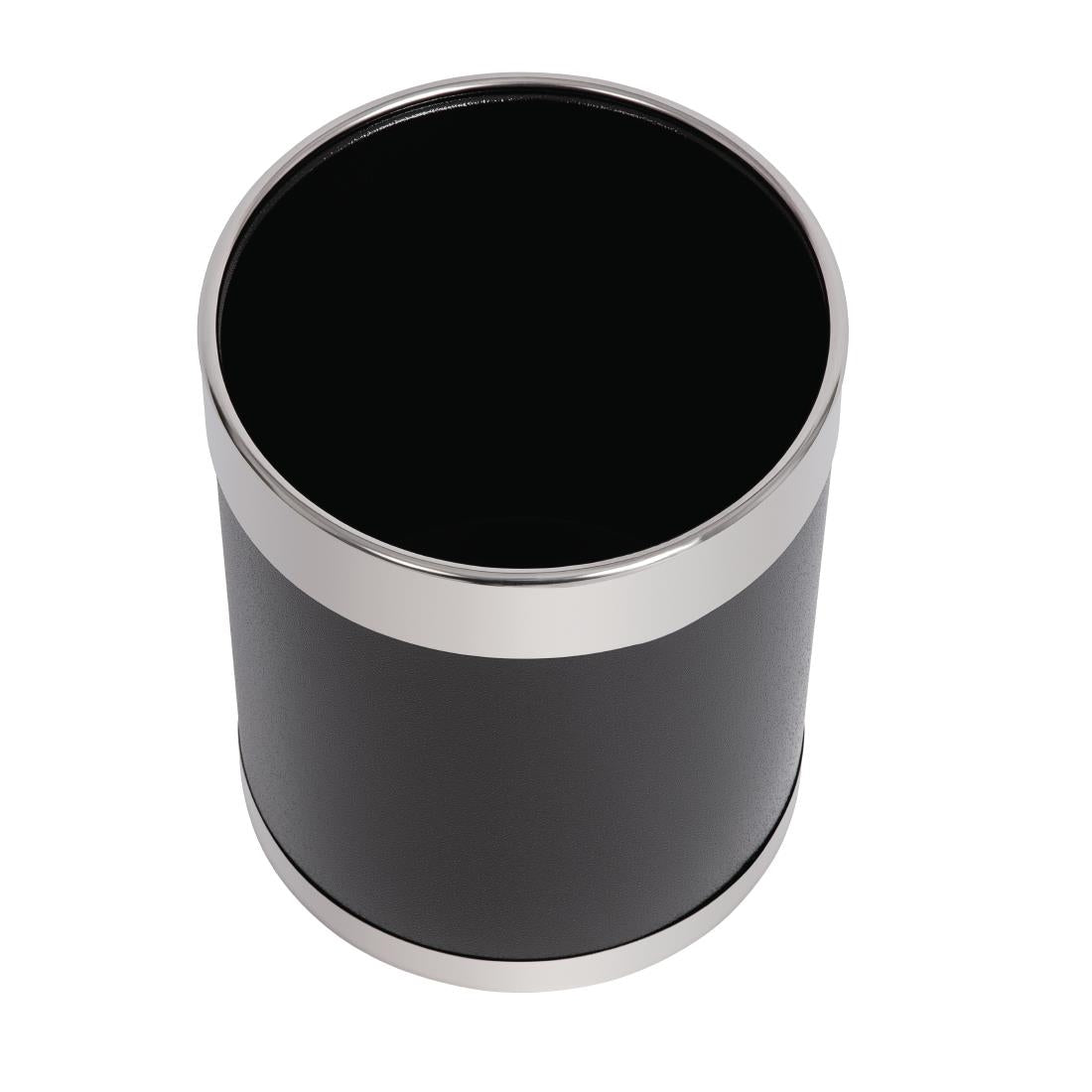 Bolero Waste Paper Bin Black with Silver Rim 10.2Ltr