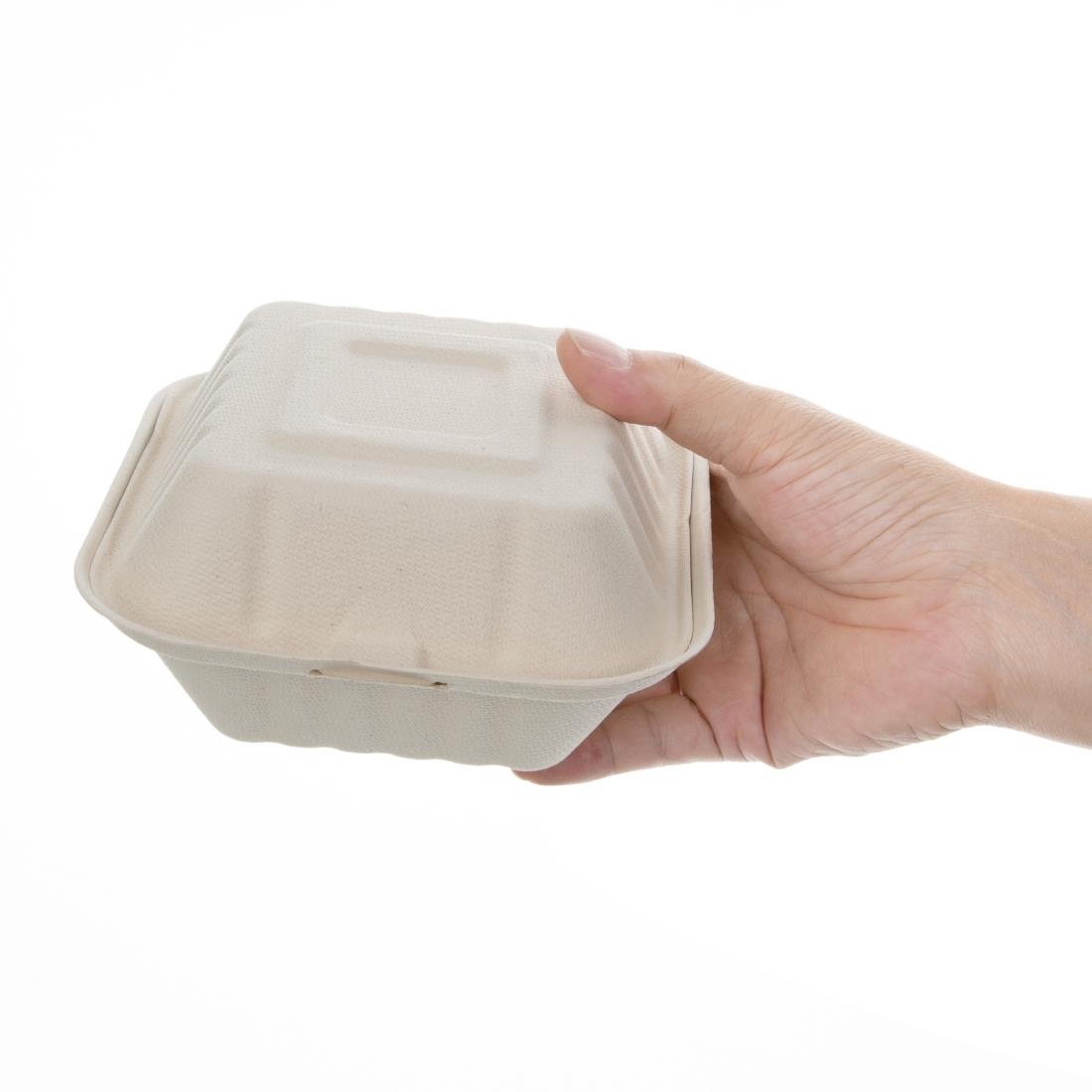 Fiesta Compostable Bagasse Burger Boxes Natural Colour 152mm (500 Pack)
