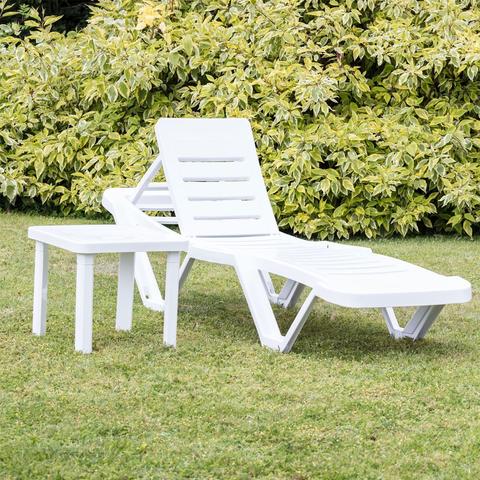 Polypropylene Sun Loungers White (2 Pack)