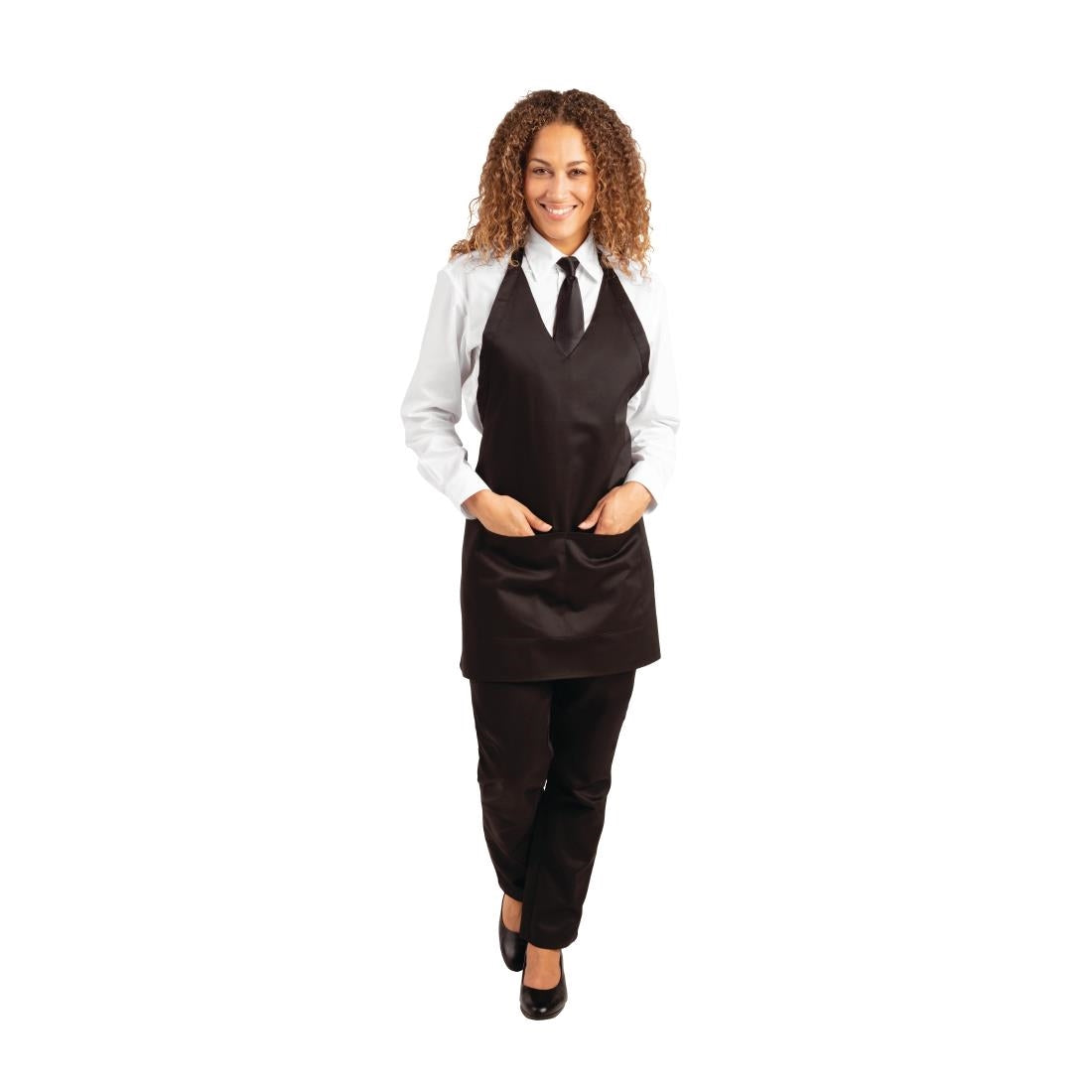 Whites V Neck Service Bib Apron Black