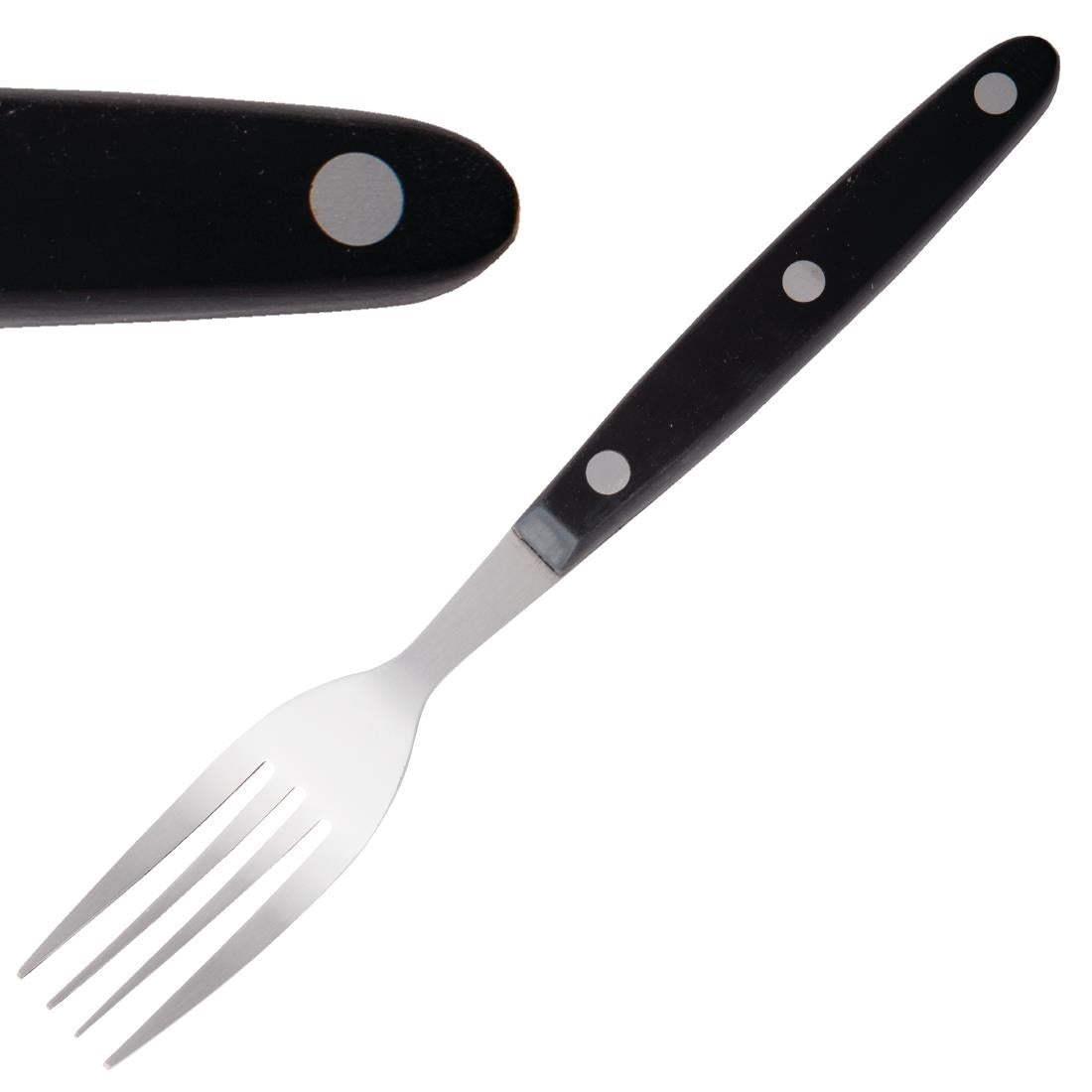 Olympia Steak Forks Black Handle (12 Pack)