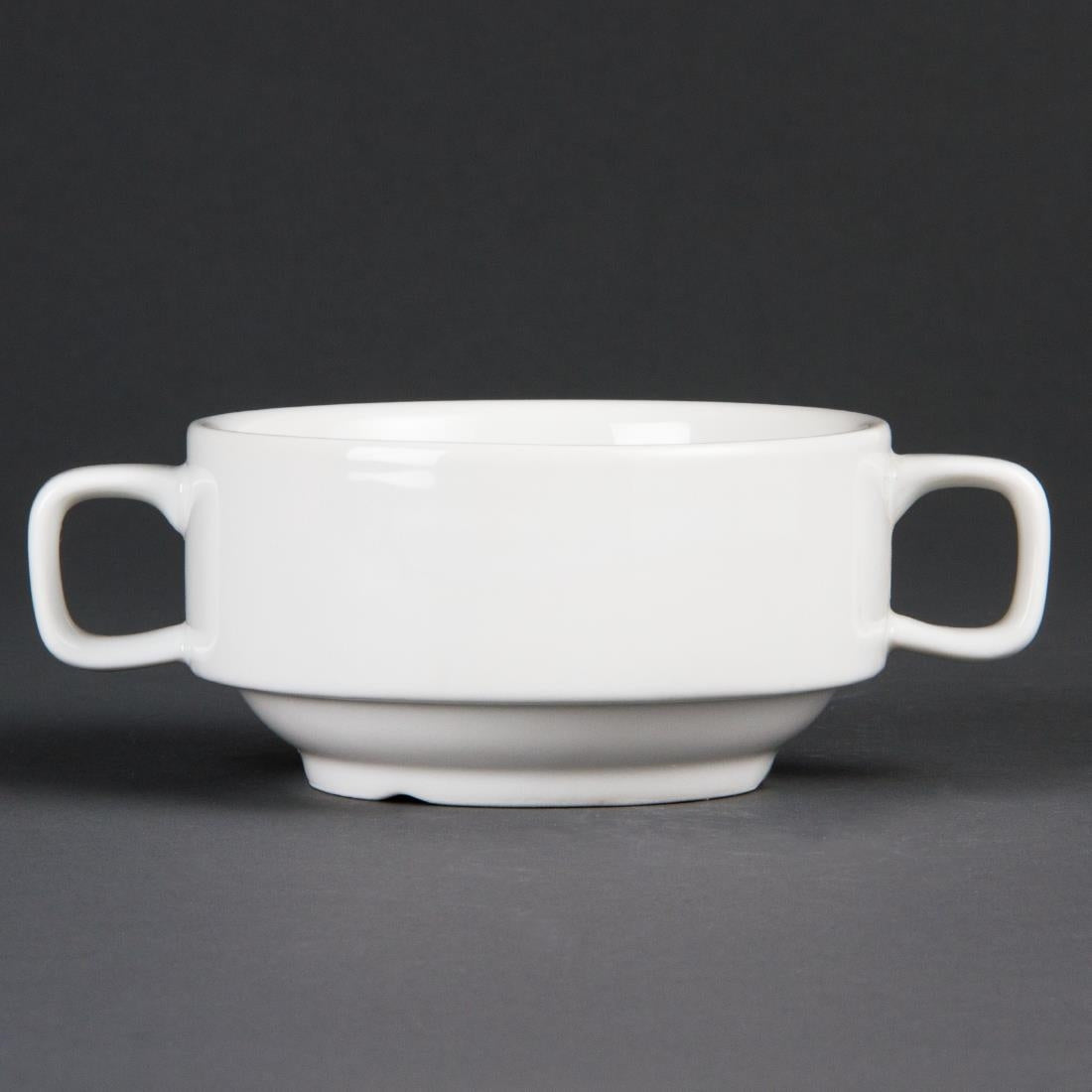 Olympia Whiteware Soup Bowls with Handles 400ml (6 Pack)