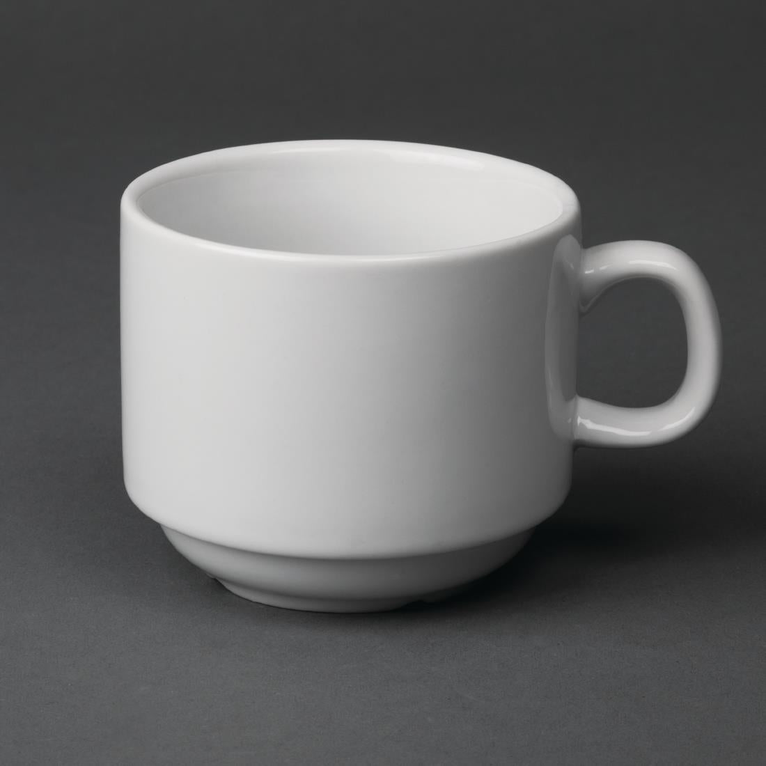 Olympia Whiteware Stacking Tea Cups 200ml (12 Pack)