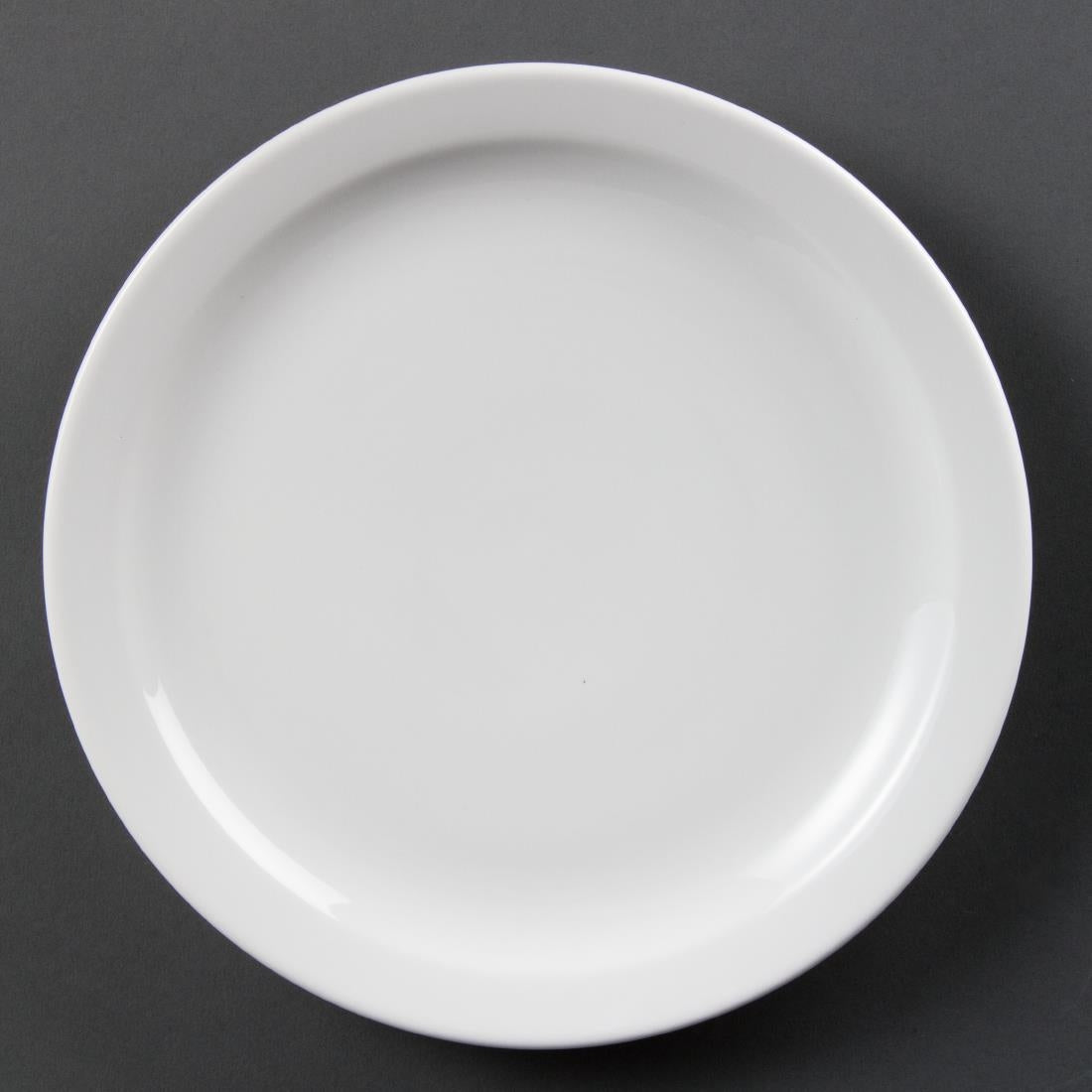 Olympia Whiteware Narrow Rimmed Plates 250mm (12 Pack)