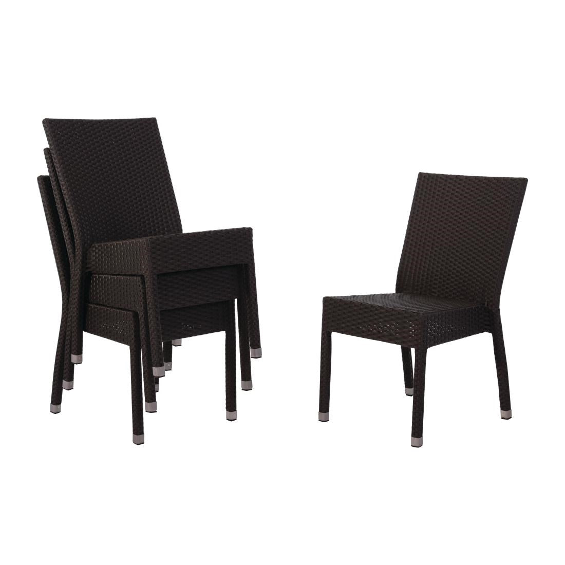 Bolero PE Wicker Side Chairs Charcoal (4 Pack)