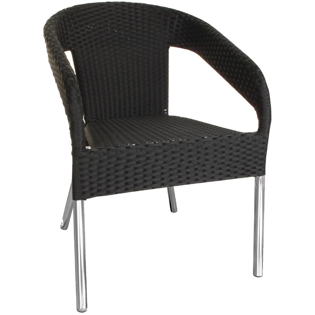 Bolero PE Wicker Wraparound Bistro Chairs Charcoal (4 Pack)