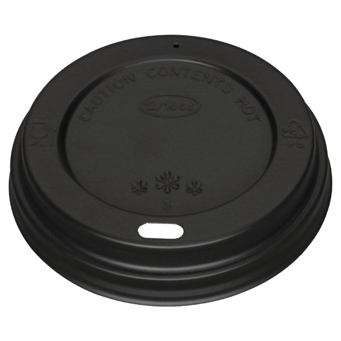 Fiesta Recyclable Coffee Cup Lids Black 340ml / 12oz and 455ml / 16oz (50 Pack)