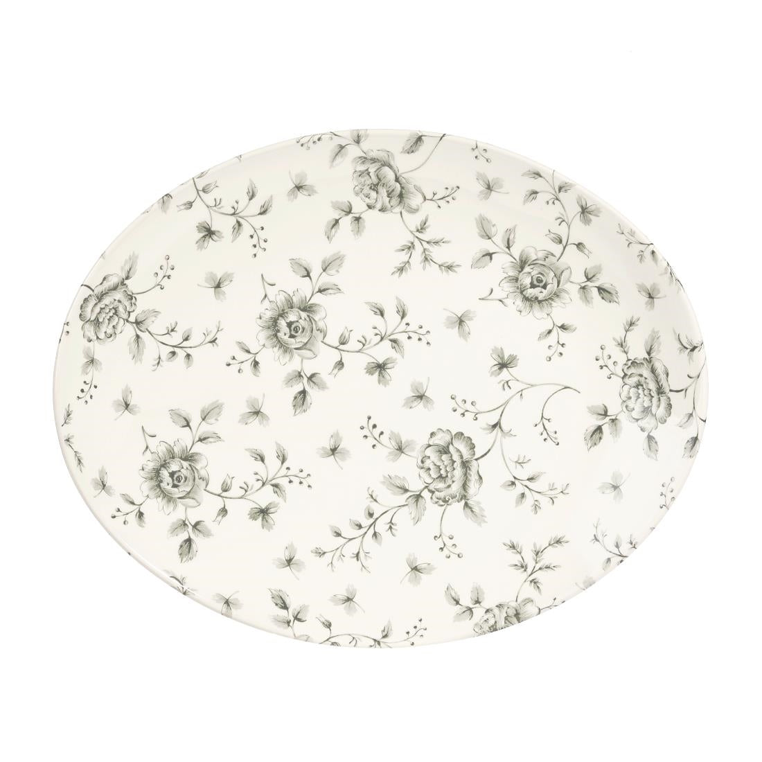Churchill Rose Chintz Oval Coupe Plates Grey 317mm (6 Pack)