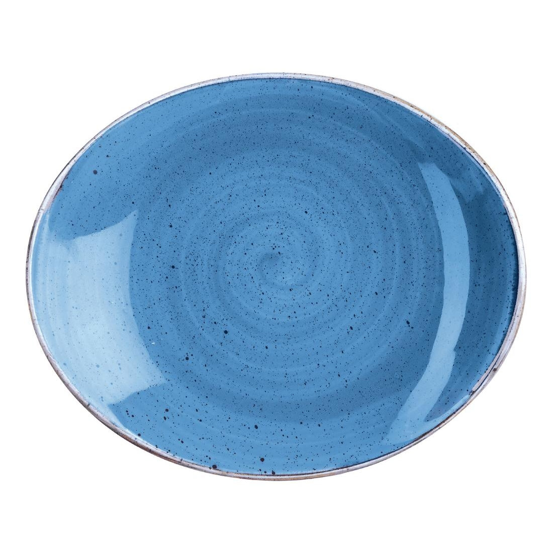 Churchill Stonecast Oval Plates Cornflower Blue 197 x 160mm (12 Pack)